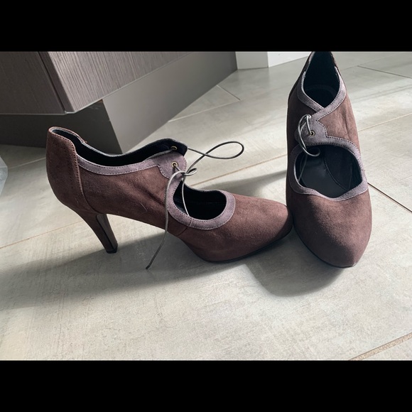 Heel booties; suede brown - Picture 2 of 7